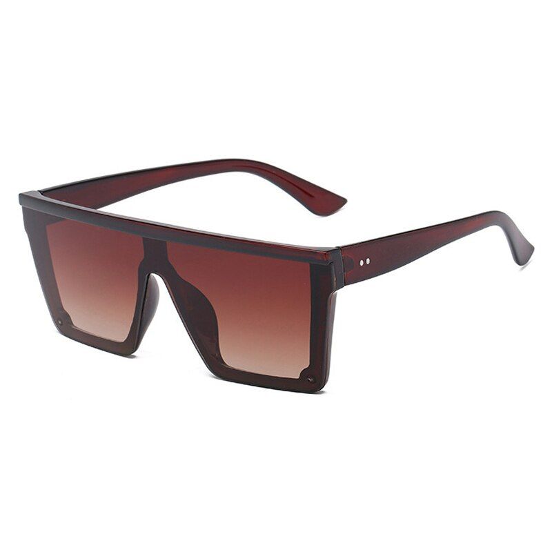 2021 New style Male Flat Top Sunglasses Men Brand Black Square Shades UV400 Gradient Sun Glasses For Men Cool One Piece Designer