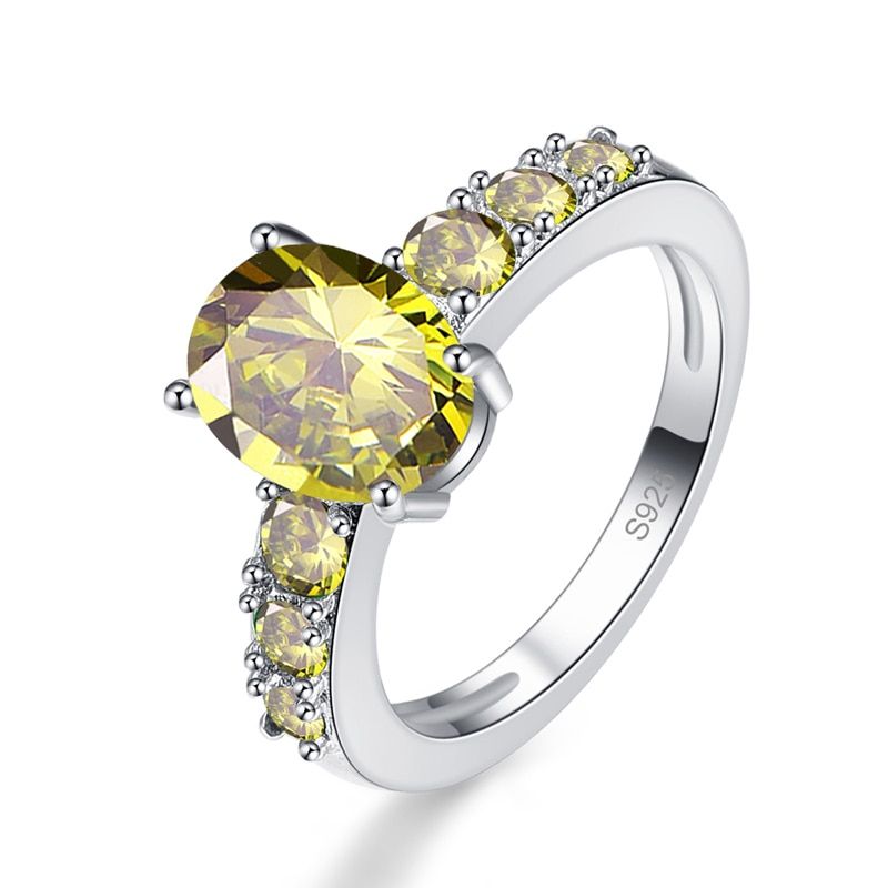 lingmei Wholesale Unisex Fashion Jewelry Oval Cut Simple AAA Multi-CZ Silver Color Ring Size 6 7 8 9 10 11 12 13 Drop Shipping