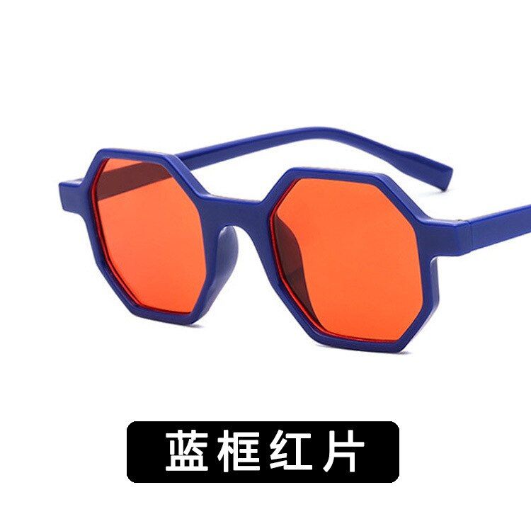 6Retro Classic Jelly color polygon Sunglasses Men Brand Designer Sun Glasses Women Vintage Metal Frame Black lens Eyewear UV400