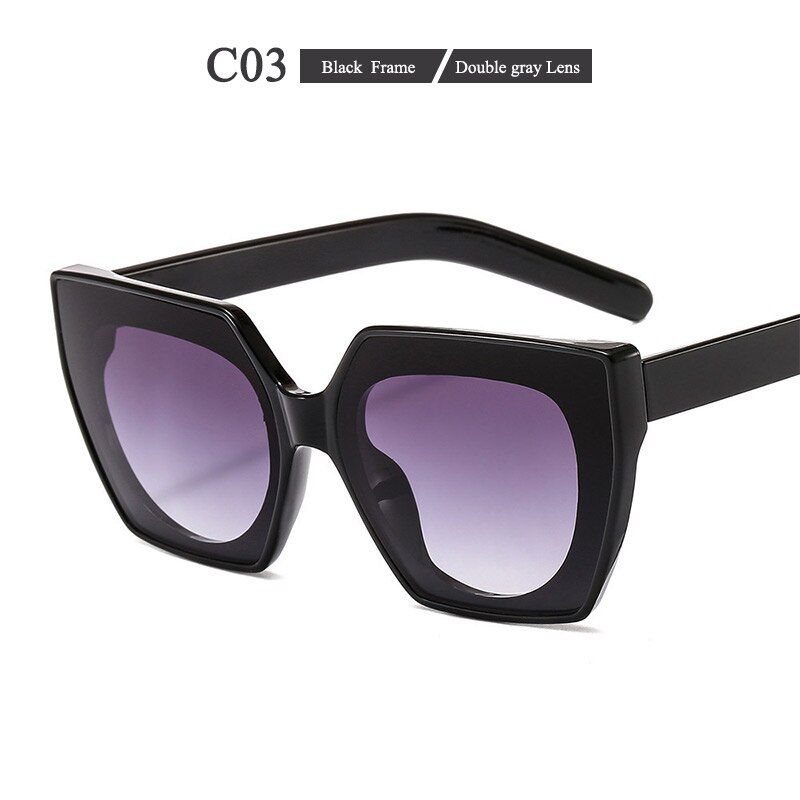 Black-Double gray GrayNew Fashion Designer Brand Luxury Women Sunglasses Classic Ladies Eyeglasses Trend Wild Sun Universal Glasses