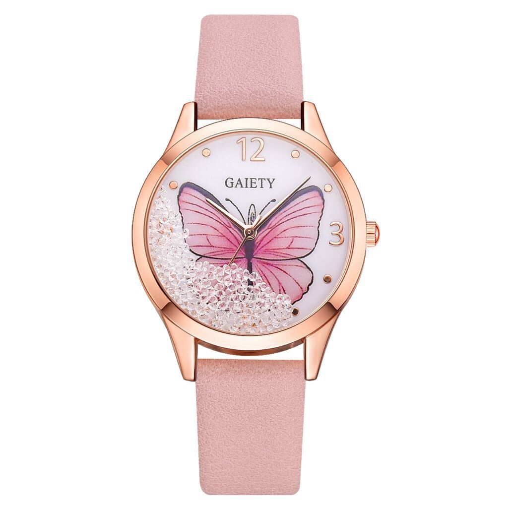 Gaiety Brand Women Watches Luxury Removable Rhinestone Butterfly Ladies Watches Leather Dress Female Wrist Watches Fashion Clock