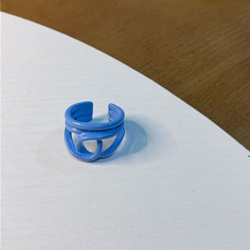Fashion retro exaggerated geometric epoxy resin ring temperament personality mixed color index finger ring for women low price