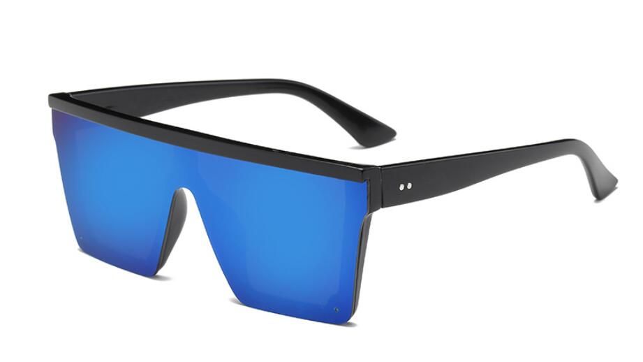 blueSquare Plastic Black Sunglasses Women mens brand designer Sun Glasses flat shield frame Big Shades Fashion Brand Sunnies UV400