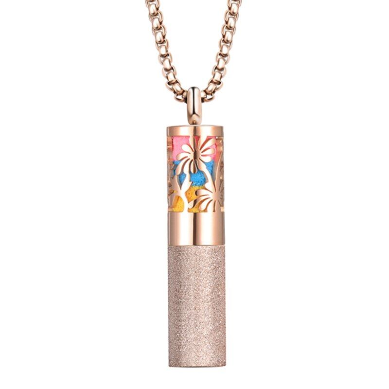Chain Necklace Stainless Steel Oil Diffuser Locket Couple Pendant Necklace Perfume Bottle Women Jewelry with 25pcs Felt Pads