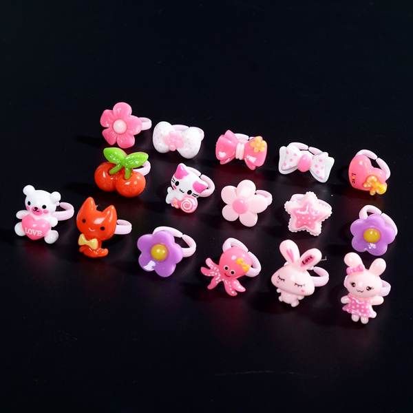 5pcs/lot Lovely Cartoon Animals Children Resin Plastic Rings For Kids Girls Finger Ring Cute Mini Small Charm Jewelry