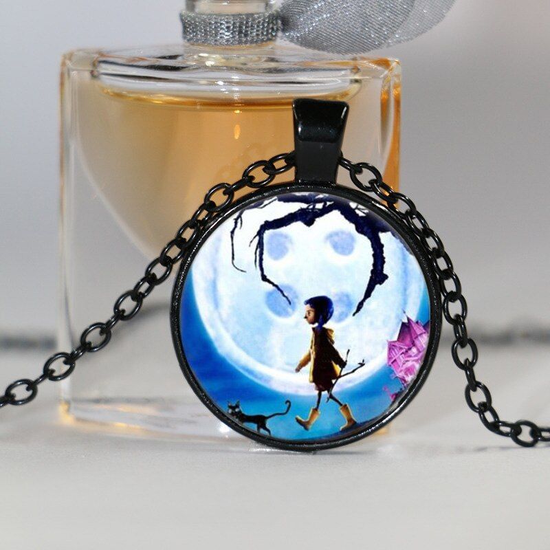 New Coraline Photo Cabochon Glass Tibet Round Chain Pendant Necklace HZ1