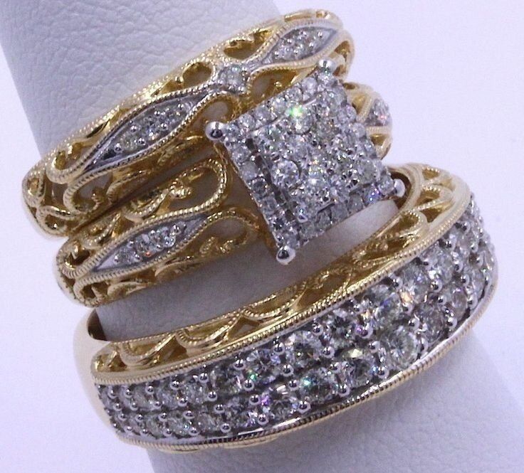 3 pieces / set of gifts Luxury Exquisite Ring Fashion Jewelry Super Flash Crystal Ring Set Commitment Gift