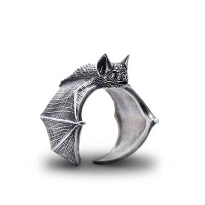 Elfin  Vintage Adjustable Bat Rings Fashion Cute Bat Jewellery Bradypus Ring For Women Men Anillos Mujer Warcraft