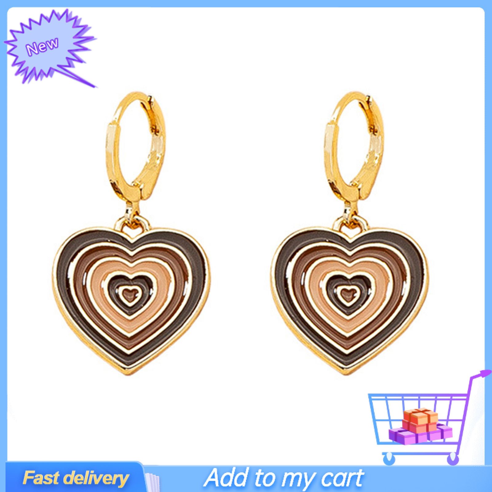 1 Pair Ear Studs Multi-layered Color Heart Shape Jewelry All Match Dangle Earrings for Dating