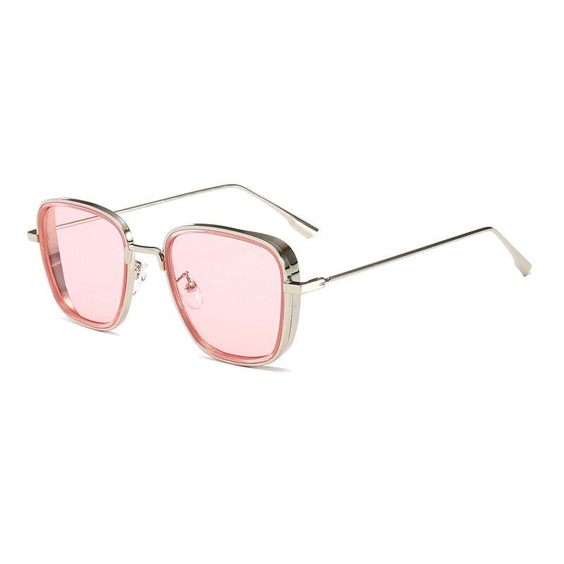 sliverpink 2.Brown glasses case2020 Steampunk Sunglasses Fashion Men Women Brand Designer Vintage Square Metal F158rame Sun Glasses UV400 Eyewear F