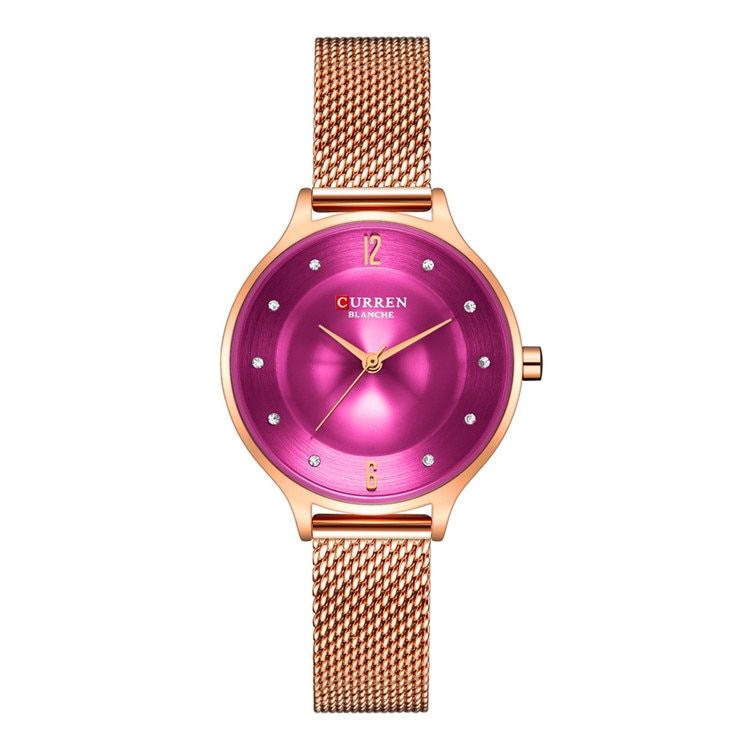 Fashion Mesh Womens Watches CURREN Ladies Dress Wristwatch With Steel Band Female Bling Rhinestone Dial Clock Relogio Feminino
