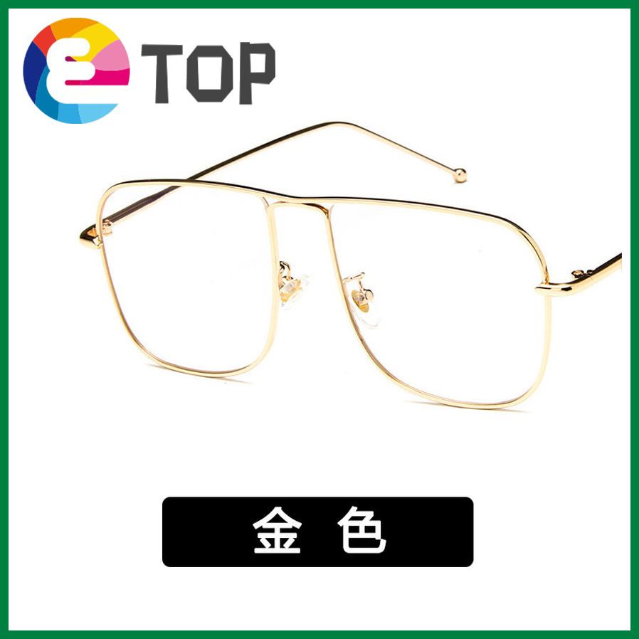 Retro metal frame flat mirror Korean version of double beam ultralight glasses frame men and women with myopia glasses
