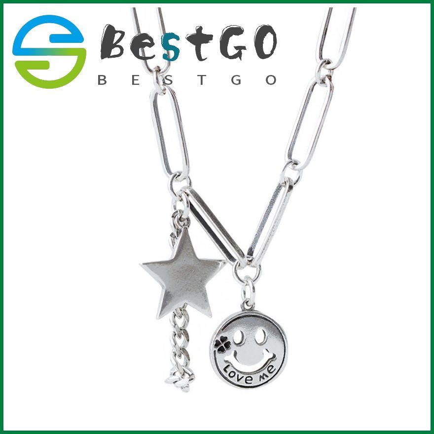 Smiley Pentagram Necklace Korea Dongdaemun Smiley Star Bamboo Chain Necklace Jewelry