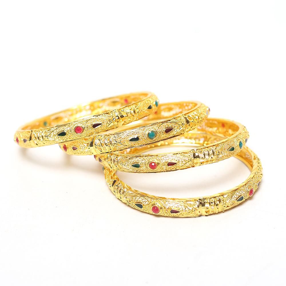 Indian Ethnic Gold Plated Polki Bangle Churi Kada 4 Pcs Fashion Bridal Jewelry