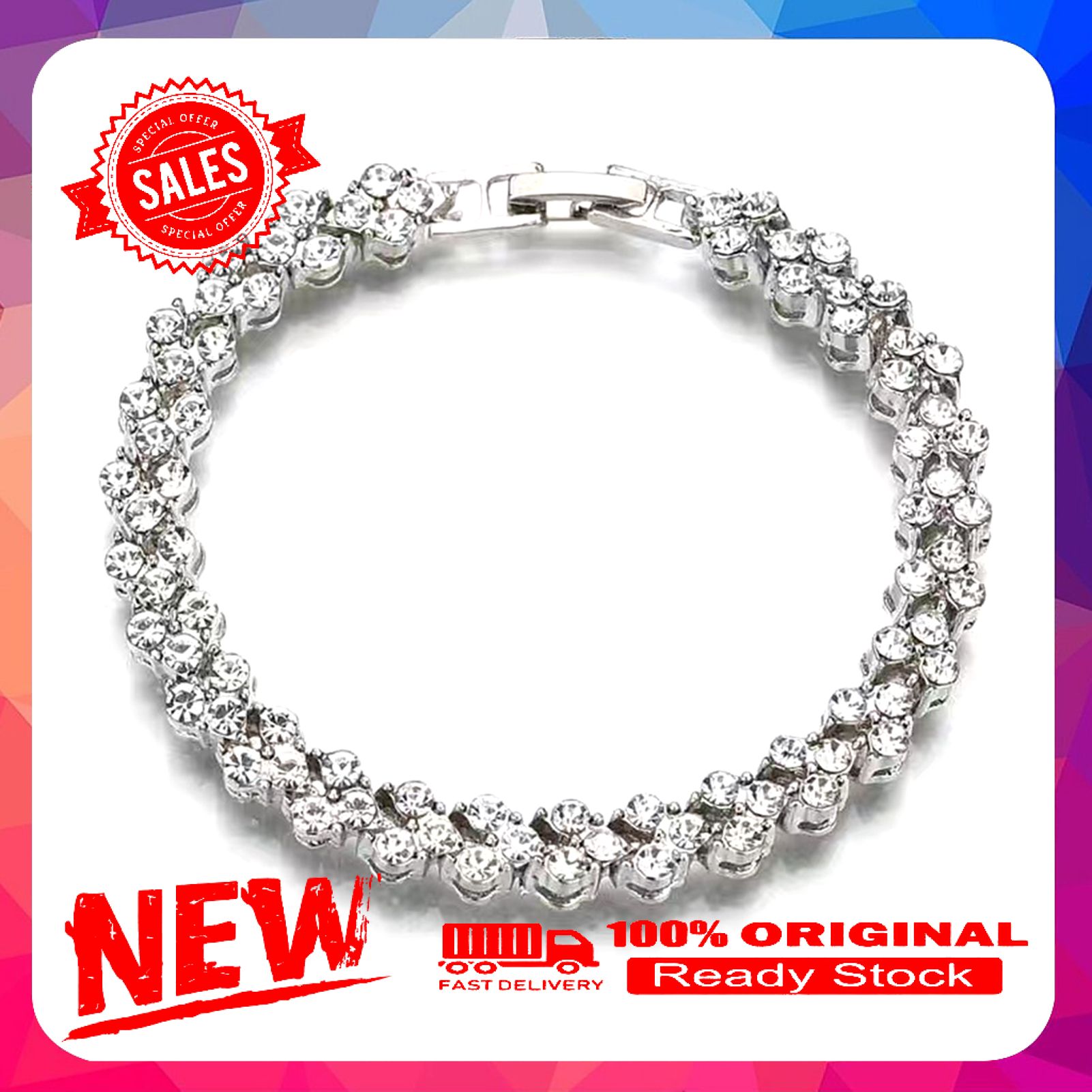Women Bracelet Heart Faux Crystal Fashion Shiny All Match Bangle Girls Gift