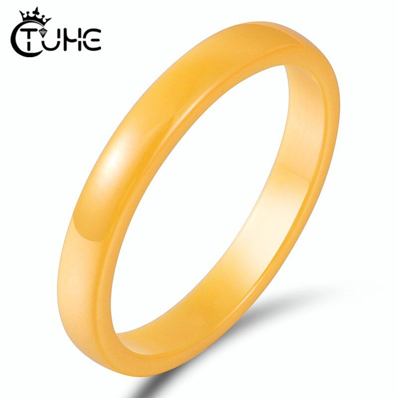 3mm Width White Black Pink Blue Yellow Color Ceramic Rings Smooth Never Fade Healthy Women Men Rings Wedding Jewelry Gift