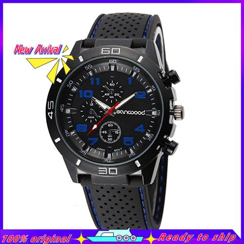 Men's Fashion Silicone Band Decorative Dials Sports Analog Quartz Wrist Watch