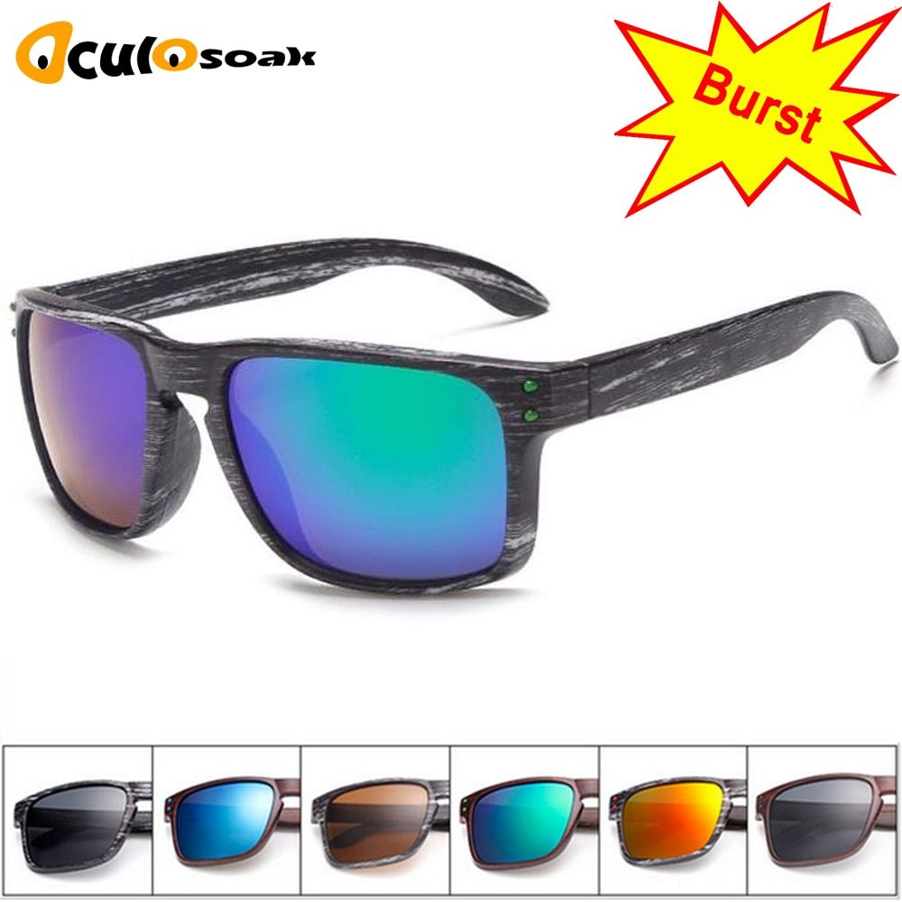 black blueClassic Mens Sunglasses UV400 Vintage Sun Glasses For Driving Black Frames Wood Grain Glasses Men Rivets Eyewear 2021 Hot