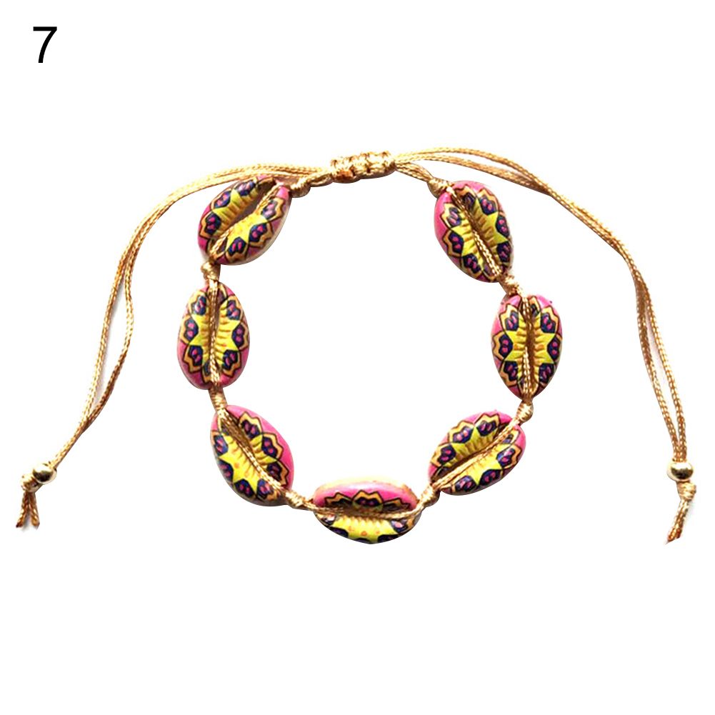 Hawaiian Women Summer Beach Cowrie Seashell Charm Strand Bracelet Bangle Jewelry