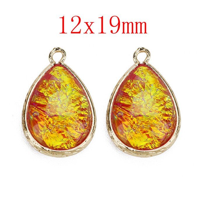 LOULEUR 8 Colors Natural Stone Pendant Water Drop Shine Resin Crystal For Diy Charm Necklaces For Women Jewelry Making Finding(null)