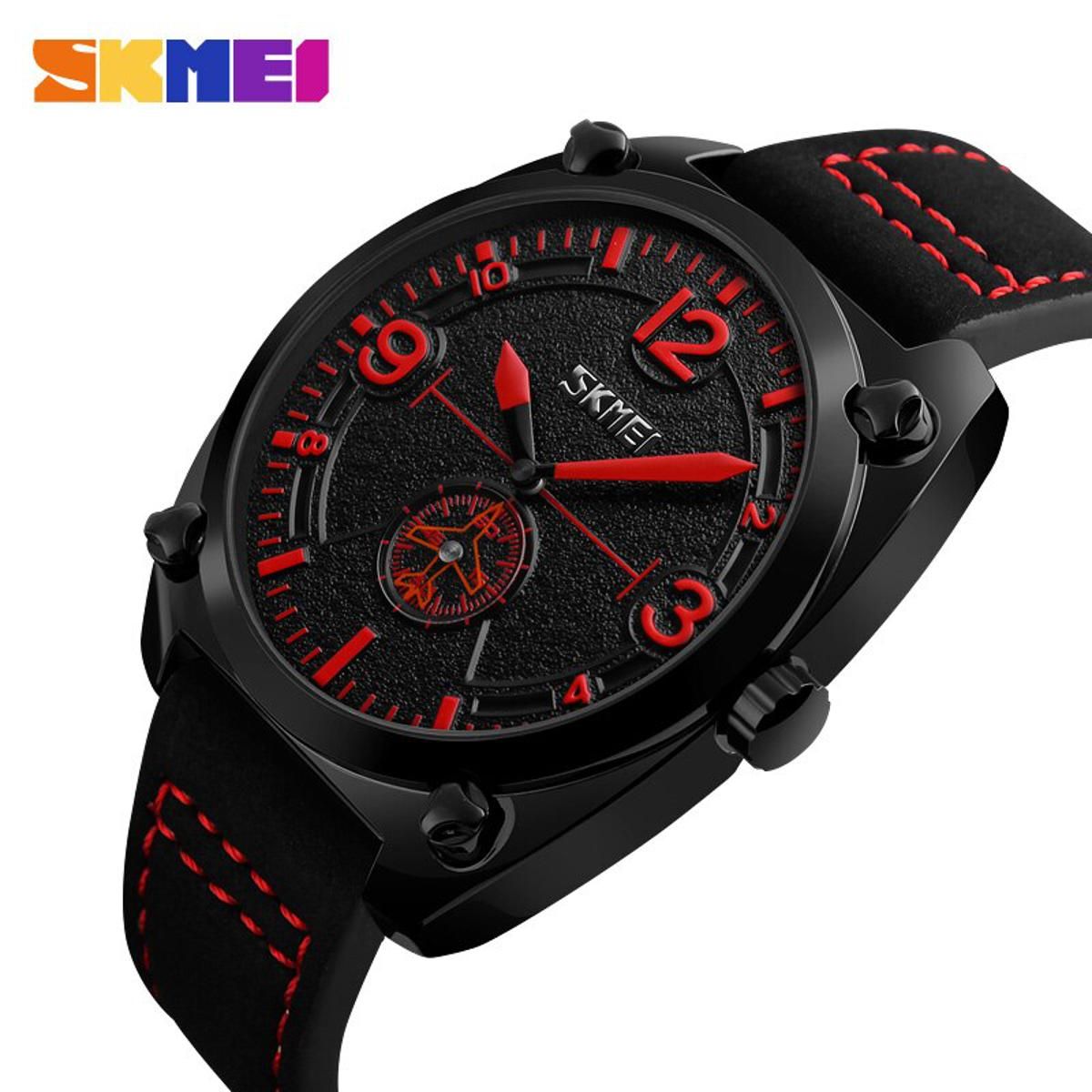 SKMEI Men Quartz Watch Leather Male Fashion Waterproof Watches Top Brand Sport Wristwatches Relogio Masculino Clocks