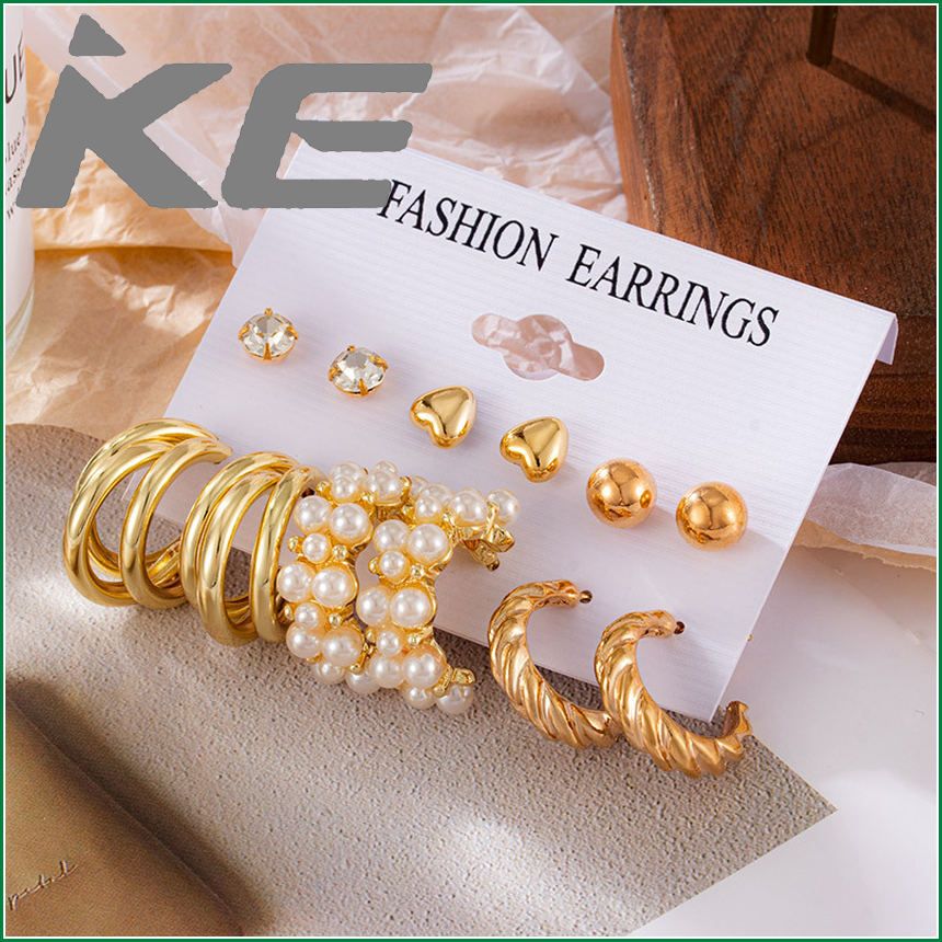 Accessories Pop Earrings Geometric Metal Exaggerated Circle Leopard Stud Earrings Set Ornament for women low price