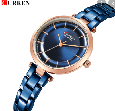 CURREN 9054 Quartz Bracelet Watch for Women - Royal Blue and Rose Gold