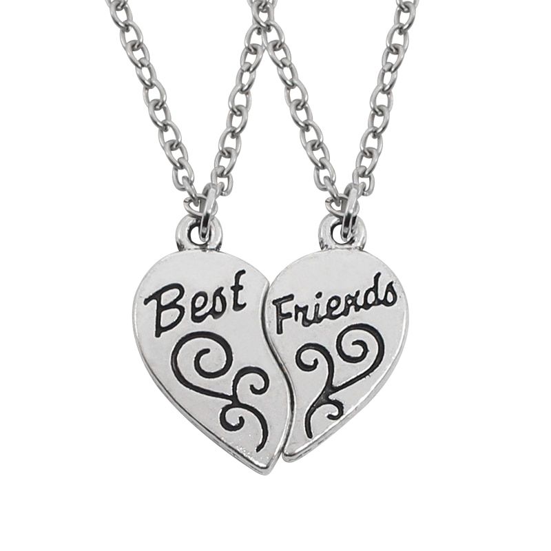 Best Friend Pendant Necklace Women BFF Best Friends Key Tai Chi Heart Necklaces Pendants Xmas Gifts Collier Femme
