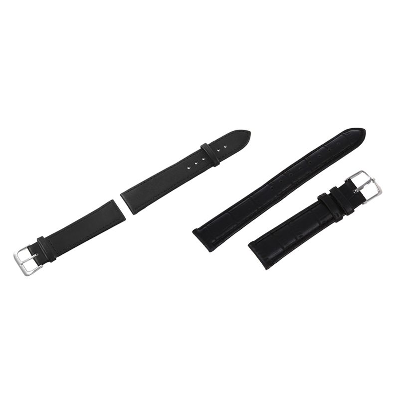 2 Pcs Watch Bracelet Black PU Leather Alloy Buckle Strap Watch, 18Mm & 20Mm