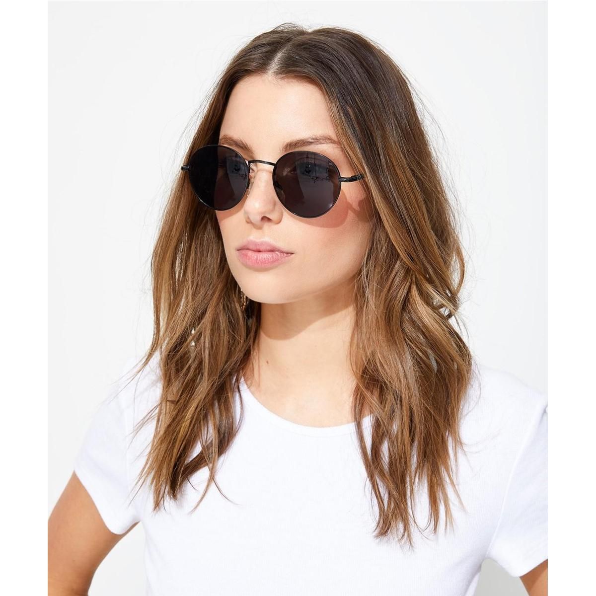 Black Metal Round Sunglasses