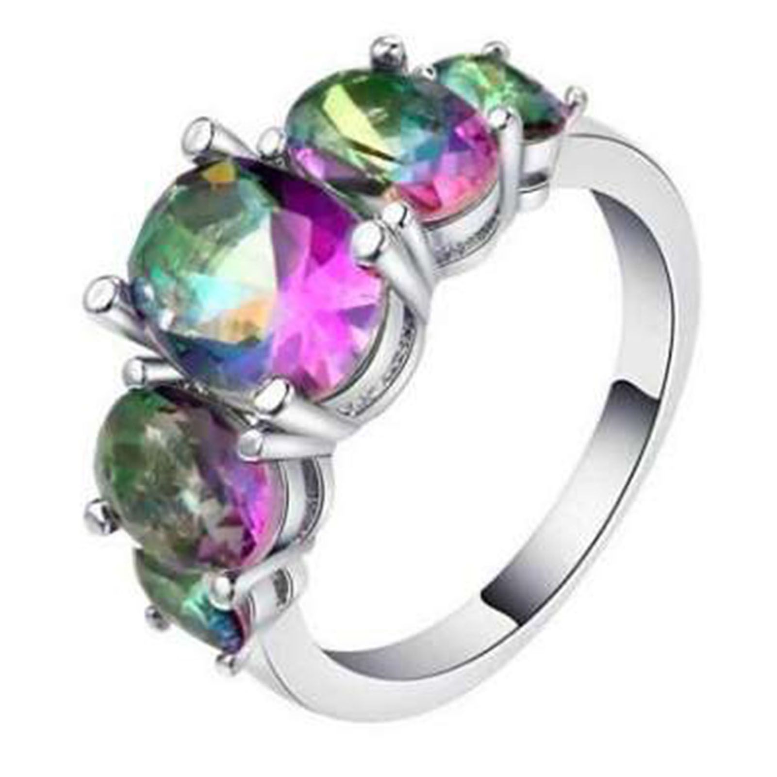 Women Ring Beautiful Multicolor Faux Crystal Wedding Engagement Ring