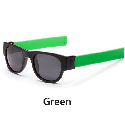 GreenRalferty Mini Folding Polarized Sunglasses Women Men Cool Trendy Outdoor Sport Slap Sunglasses UV400 Black Bracelet Oculos P1801