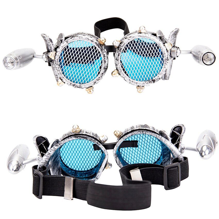 SIFLORATA Unisex Vintage Retro Victorian Gothic Cosplay Steampunk Goggles Glasses Welding Punk With Small Lamp 2 Colors