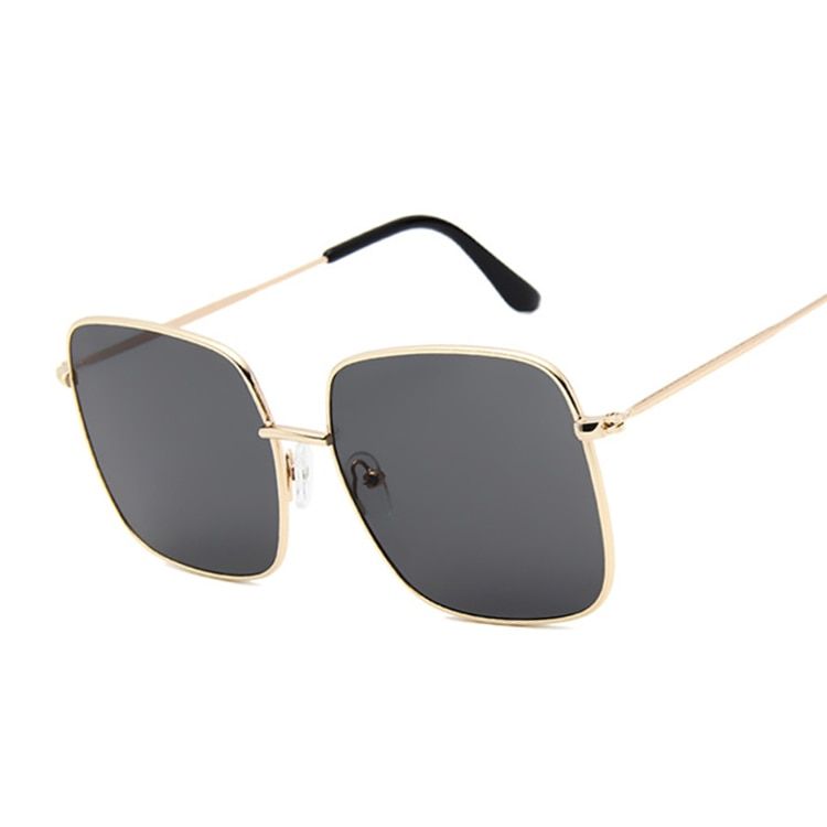 Retro Big Square Sunglasses Women Vintage Brand Shades Progressive Metal Color Sun Glasses For Female Fashion Designer Lunette