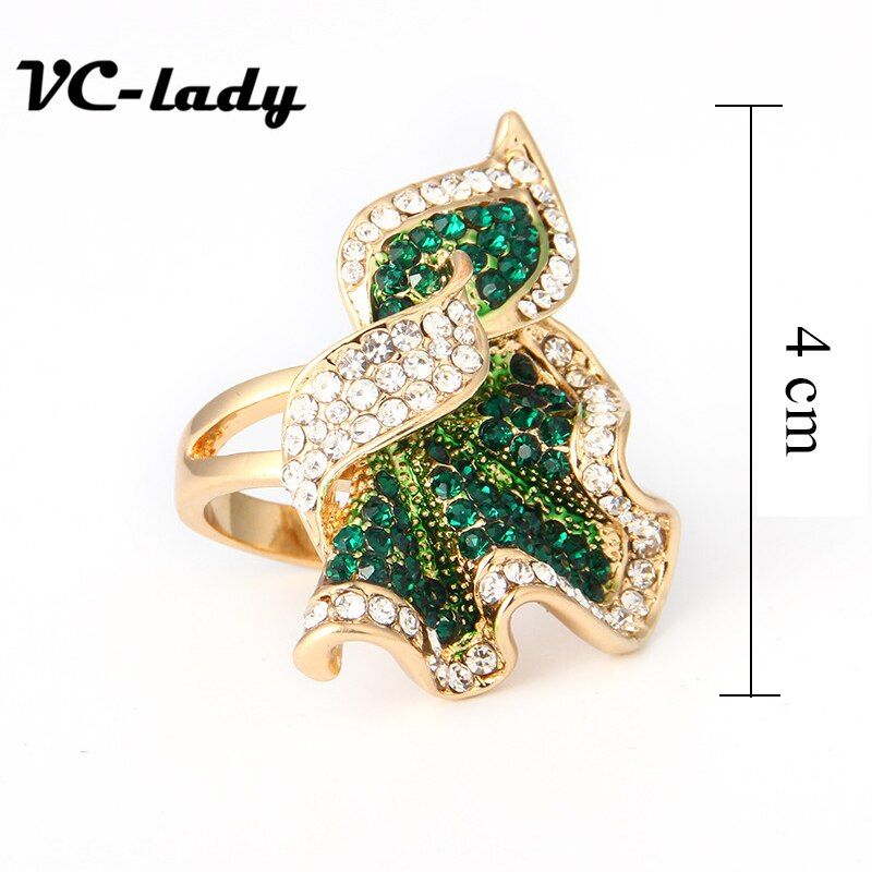 Fashion Women Jewelry High-Grade Quality Delicate Supply Of Goods Rhinestone Crystal Ring Leaves Christmas B13 R210