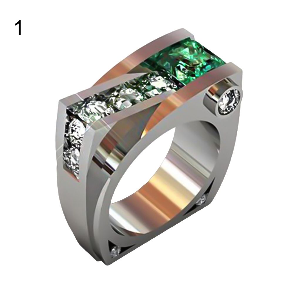 Women Retro Rhinestone Inlaid Geometric Shape Finger Ring Wedding Jewelry Gift