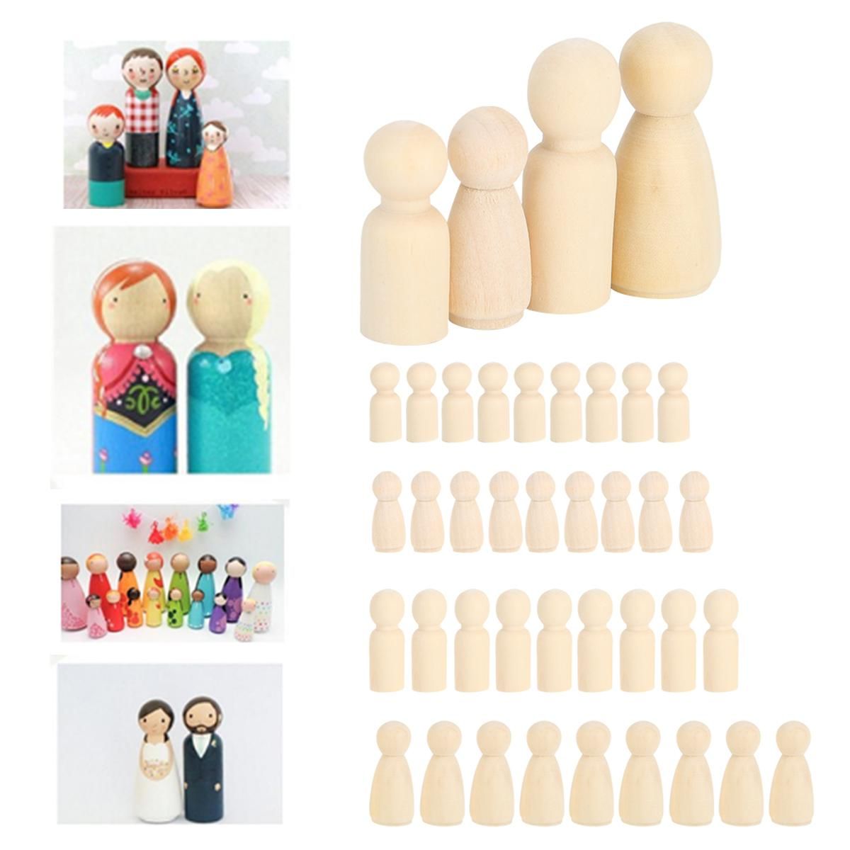 34mm / 43mm Female Male DIY Painting Dolls Wooden Child Figure Toy