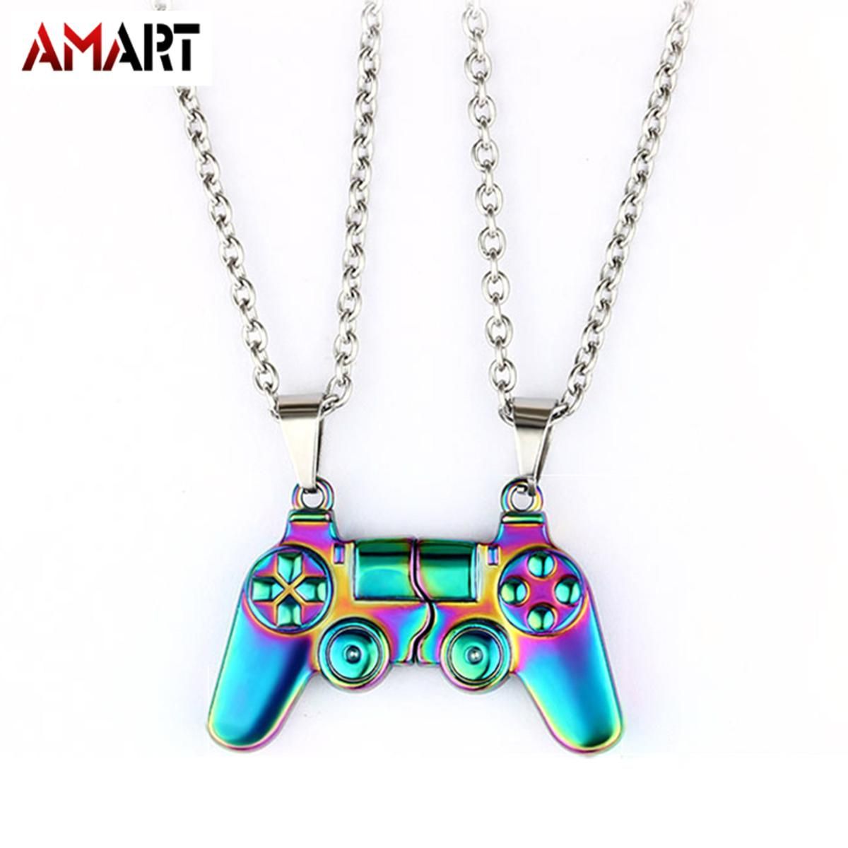 1 Pair Magnetic Couple Necklace Gamepad Shape Opposites Attracting Necklace Jewelry Gift for Lover