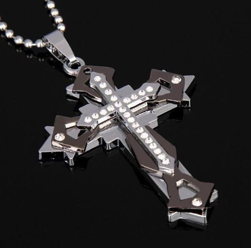 Fashion Unisex's Men Stainless Steel Cross Necklace Pendant Chain Jewelry Gift
