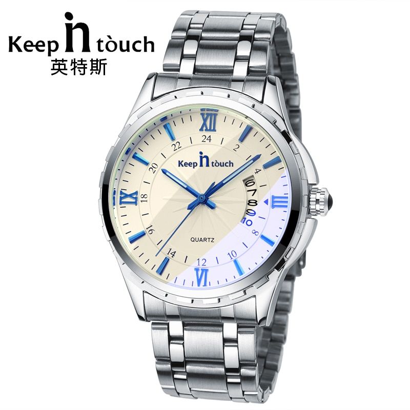 KEEP IN TOUCH Luxury Watch Men Quartz Luminous Calendar  Man Watches Sapphire Crystal Retro Relogios Masculino