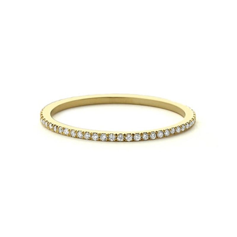 CANNER Full Micro Cubic Zirconia Wedding Band Rings for Women Delicate CZ Crystal Ring Jewelry Gift Dainty Thin Finger Rings H40