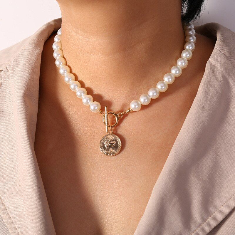 17KM Fashion Bead Pearl Choker Necklace For Women Elegant Simple Pearl Pendant Necklace Wedding Jewelry 2021