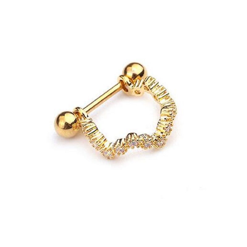 1pc Stainless Steel Barbell With Cz Hoop Cartilage Helix Lobe Earring Ear Piercing Jewelry