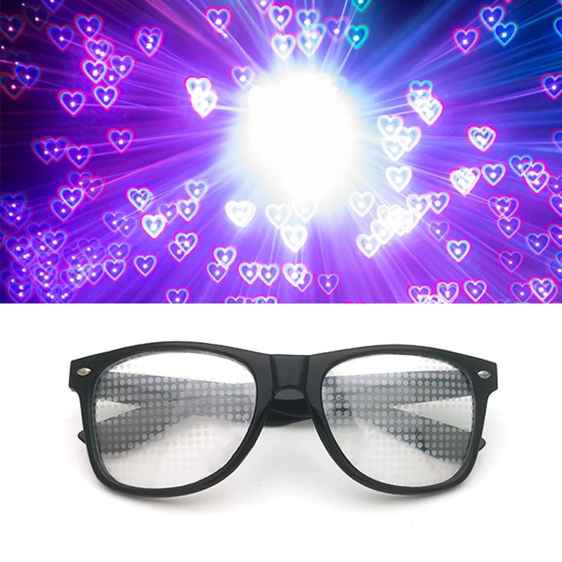 2021 New Premium Diffraction 3D Prism Raves Glasses Plastic For s Display Laser Shows Rainbow Gratings Glasses-Heart-Black frame-Other