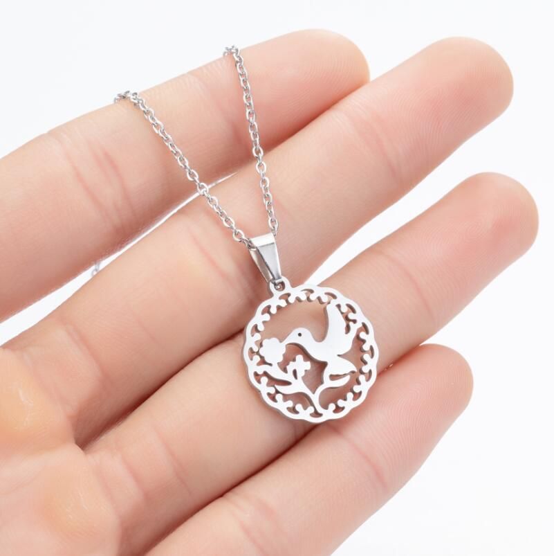 Cute Stainless Steel Animal Necklace Fashion Origami Cat Lion Bird Fox Charms Necklace Jewelry Wholesale