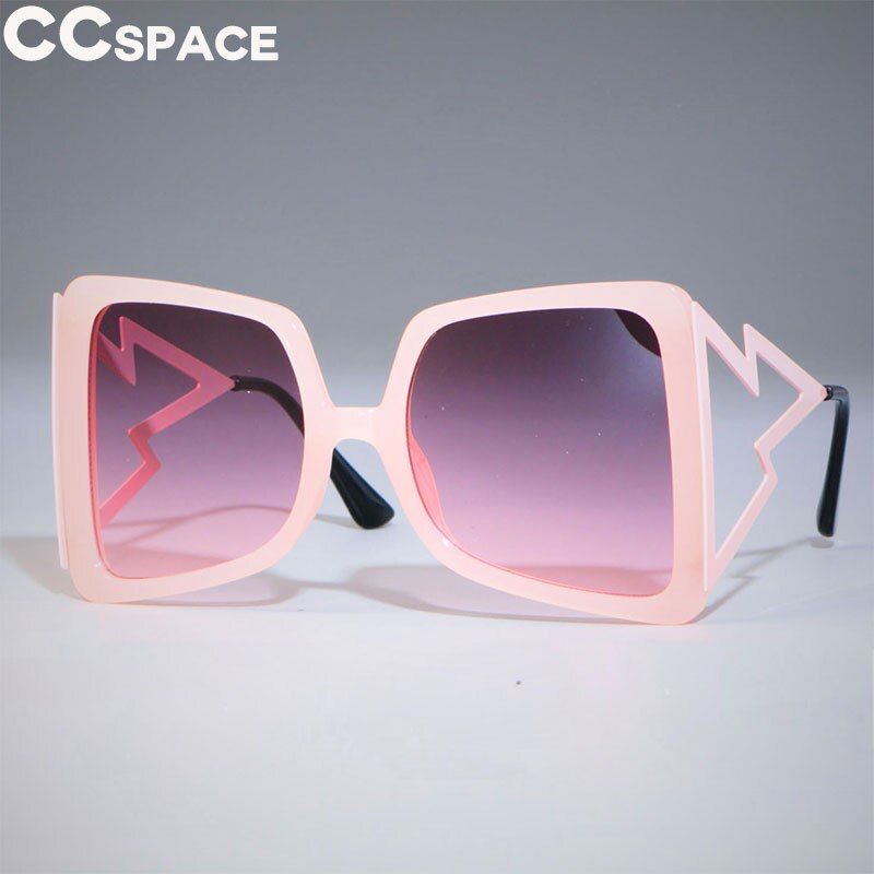pink47801 Women Oversized Sunglasses Cat Eye Big Wide Temple Fashion Shades UV400 Vintage Brand Glasses