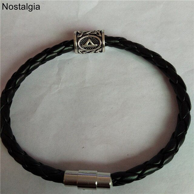 Men Leather Viking bracelets 24pcs Runes Charms Beads Norse Viking Pagan Valknut Amulet Odin DIY Bracelets Bangles jewelry