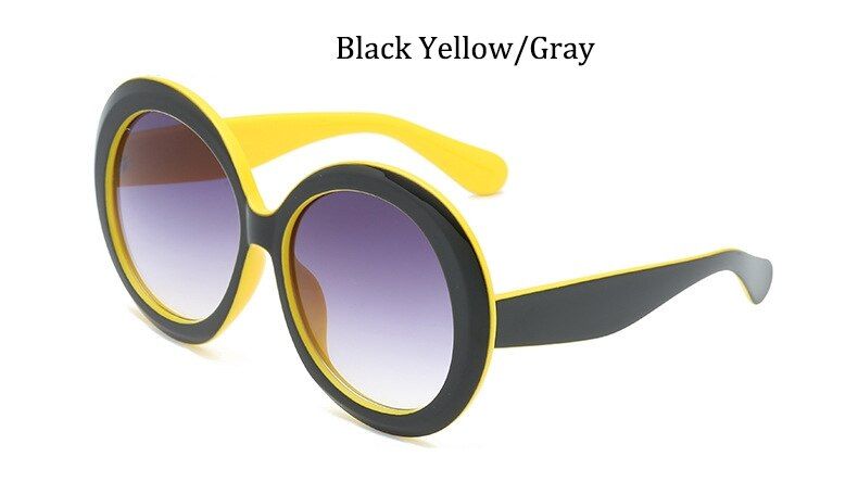 Black Yellow GrayBig frame Retro vintage Trend oval black Round Oversized Sunglasses Women Luxury Brand Designer sun glasses for women fashion