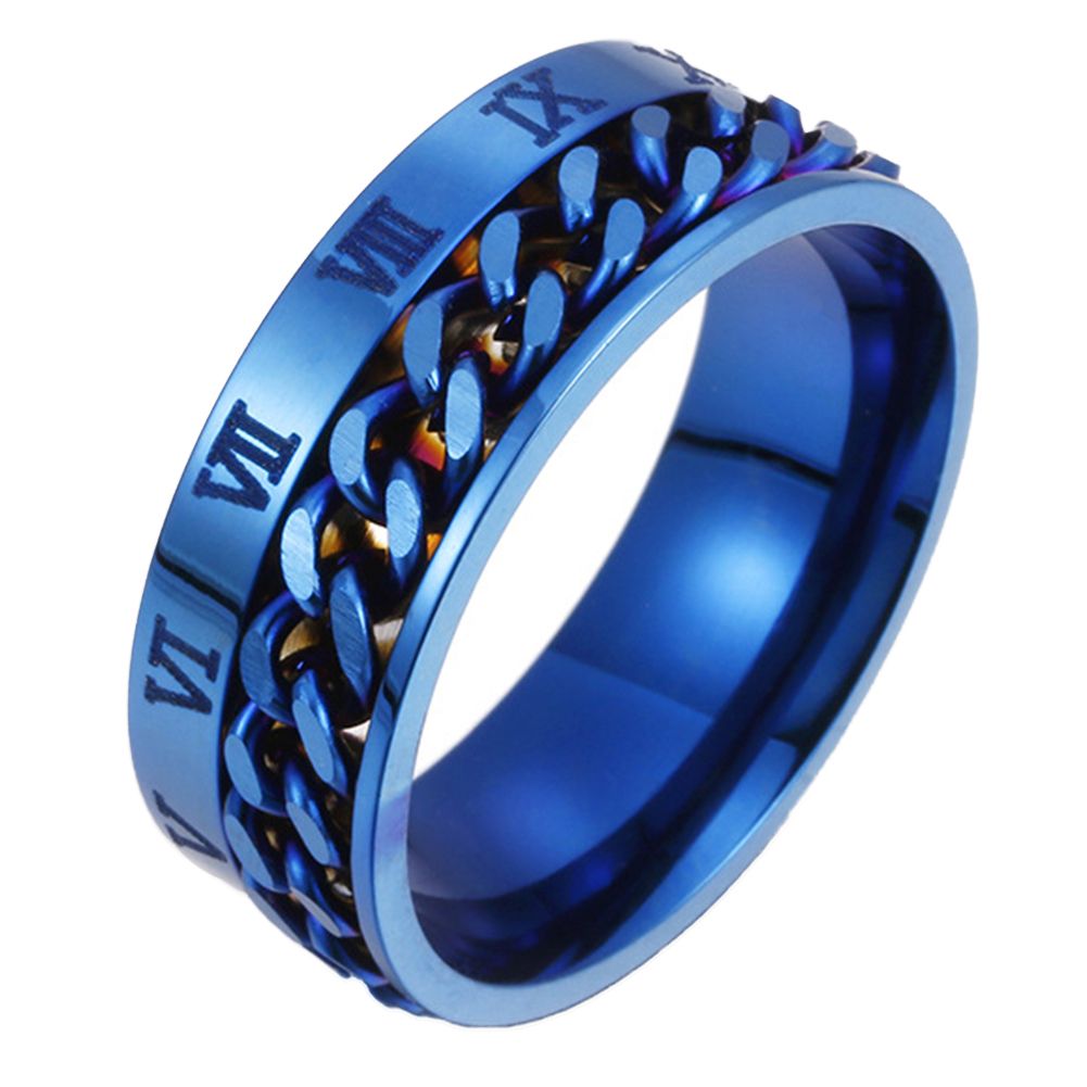 Unisex Fashion Titanium Steel Roman Numerals Twist Chain Ring Party Jewelry Gift