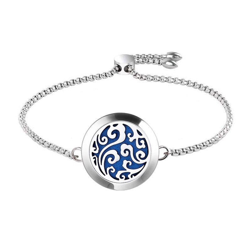 Essential Oil Diffuser Bracelet For Women Stainless Steel Aromatherapy Locket Adjustable Bracelet with Free Pads